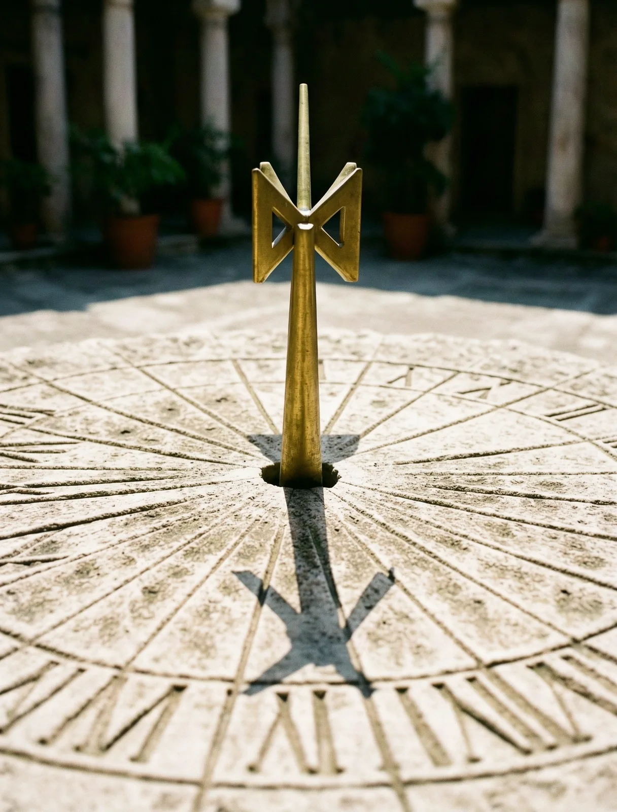 Stone sundial capturing the movement of light